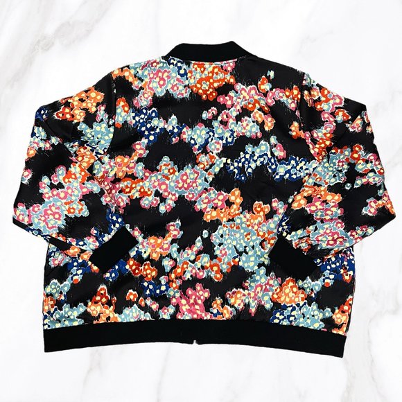 J by Jason Wu Women's Abstract Floral Bomber Jacket, Size 2X - Picture 2 of 5